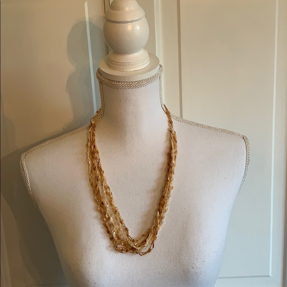 Handmade Light Brown yarn necklace.